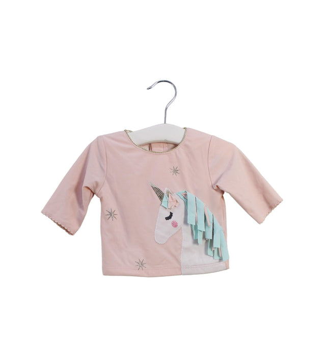 A Pink Long Sleeve Tops from Mudpie in size 6-12M for girl. (Front View)