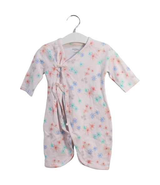 A Pink Long Sleeve Rompers from Mides in size 3-6M for girl. (Front View)