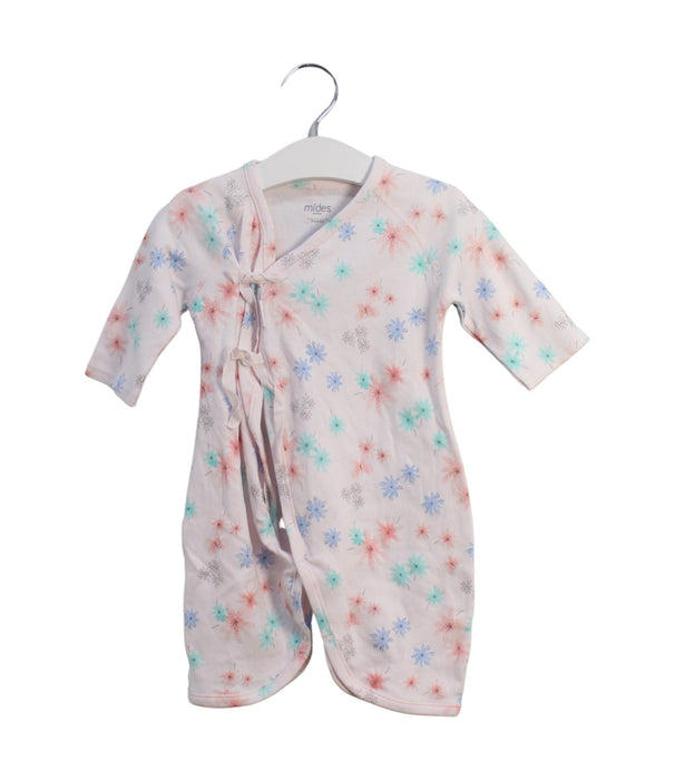 A Pink Long Sleeve Rompers from Mides in size 3-6M for girl. (Front View)