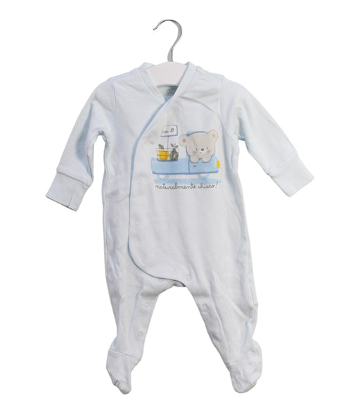 A Blue Onesies from Chicco in size 0-3M for boy. (Front View)