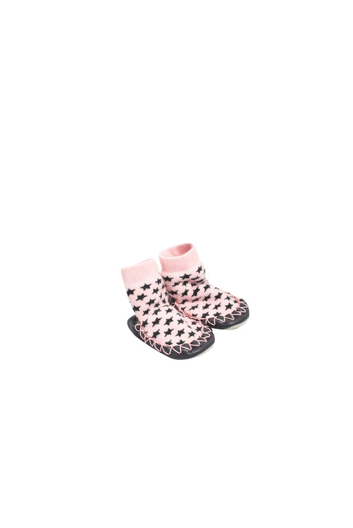 A Pink Boots & Booties from Moccis in size 0-3M for girl. (Front View)