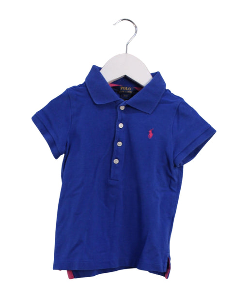 A Blue Short Sleeve Polos from Polo Ralph Lauren in size 3T for girl. (Front View)