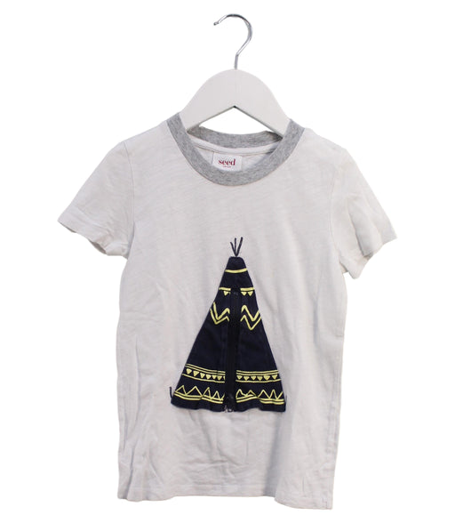 A White Short Sleeve T Shirts from Seed in size 4T for boy. (Front View)