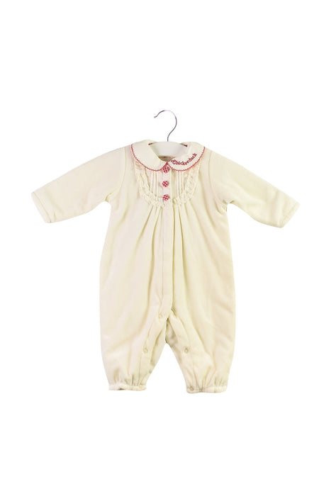 A White Long Sleeve Jumpsuits from Chickeeduck in size 0-3M for girl. (Front View)