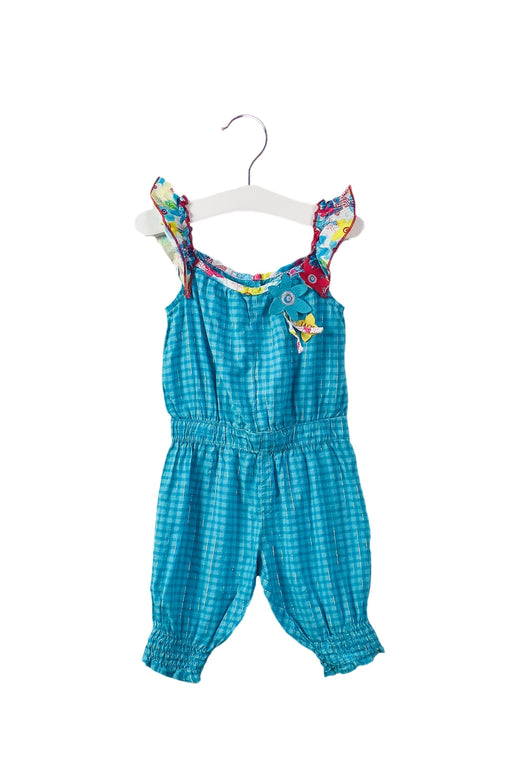 A Blue Sleeveless Jumpsuits from La Compagnie des Petits in size 3-6M for girl. (Front View)