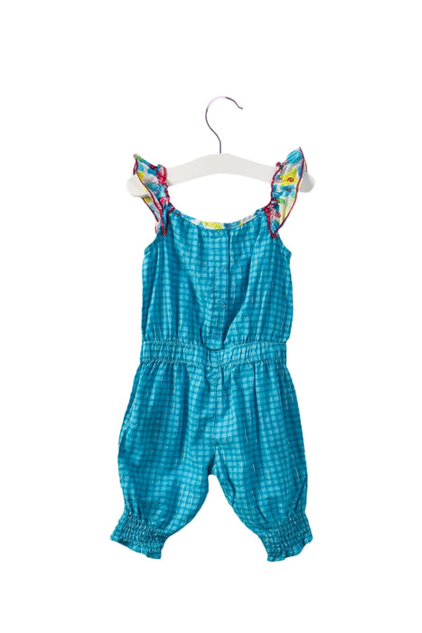 A Blue Sleeveless Jumpsuits from La Compagnie des Petits in size 3-6M for girl. (Back View)