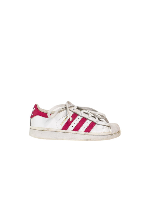 A White Sneakers from Adidas in size 5T for girl. (Back View)