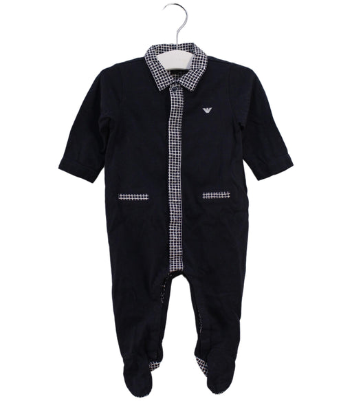 A Navy Onesies from Armani in size 0-3M for boy. (Front View)