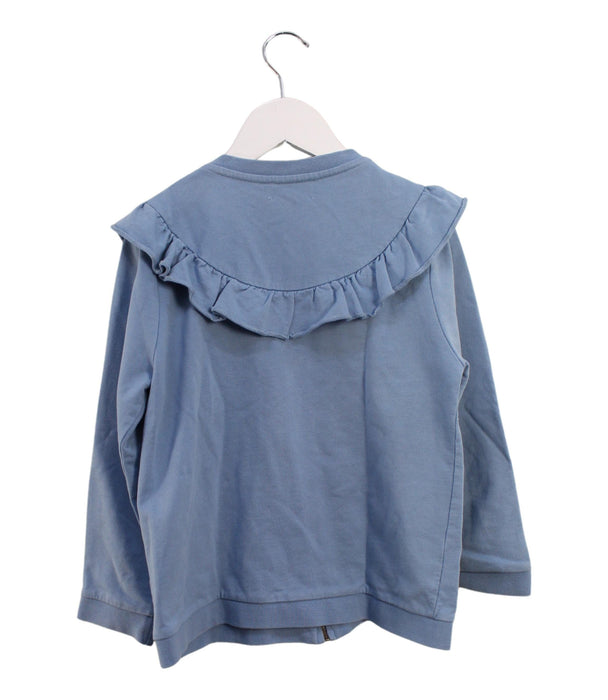 A Blue Zippered Sweatshirts from Bonnet à Pompon in size 6T for girl. (Back View)
