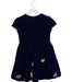 A Navy Short Sleeve Dresses from Le Mu in size 6T for girl. (Back View)