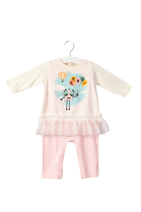A Pink Long Sleeve Jumpsuits from Fendi in size 3-6M for girl. (Front View)