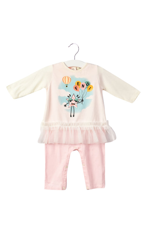 A Pink Long Sleeve Jumpsuits from Fendi in size 3-6M for girl. (Front View)