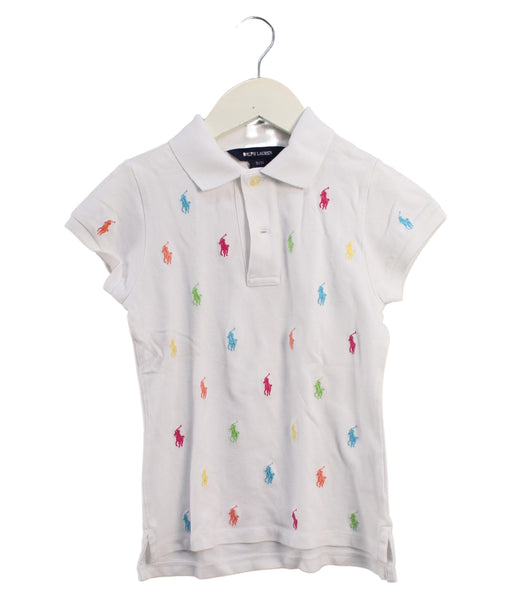 A White Short Sleeve Polos from Ralph Lauren in size 7Y for girl. (Front View)