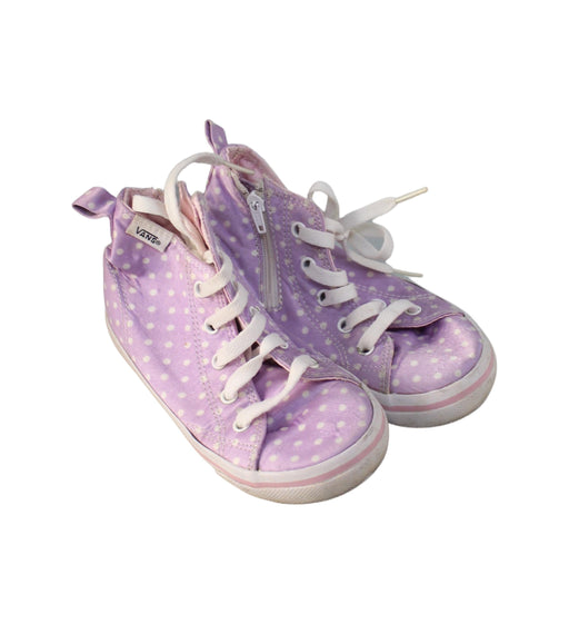 A Purple Sneakers from Vans in size 5T for girl. (Front View)