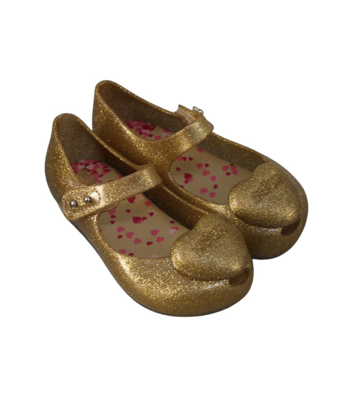 A Gold Flats from Mini Melissa in size 3T for girl. (Front View)