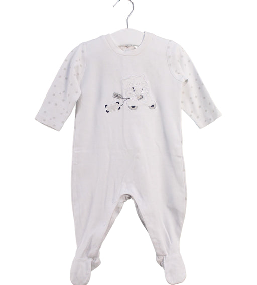 A White Onesies from Chicco in size 3-6M for neutral. (Front View)