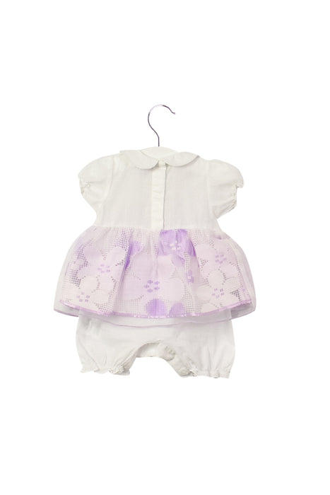 A White Short Sleeve Rompers from Chickeeduck in size 0-3M for girl. (Back View)