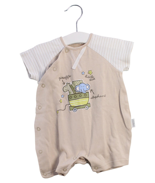 A Beige Short Sleeve Rompers from Mides in size 0-3M for boy. (Front View)