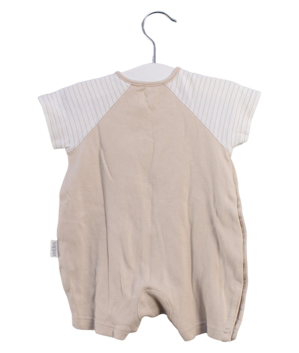 A Beige Short Sleeve Rompers from Mides in size 0-3M for boy. (Back View)