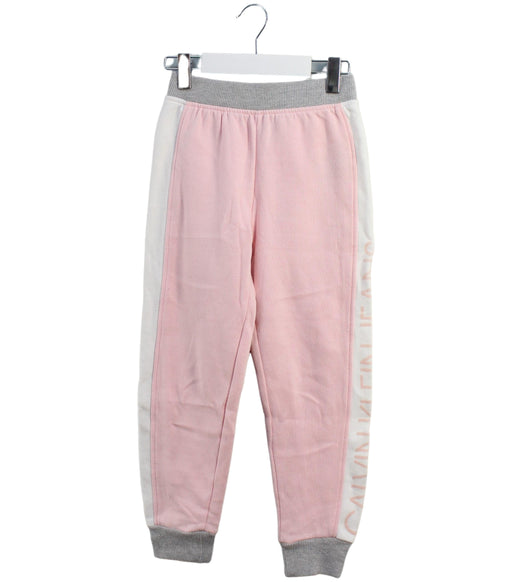 A Pink Sweatpants from Calvin Klein in size 6T for girl. (Front View)