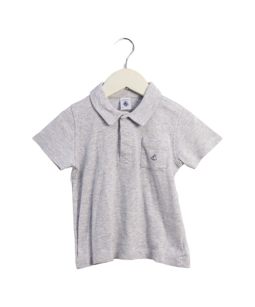 A Grey Short Sleeve Polos from Petit Bateau in size 3T for boy. (Front View)