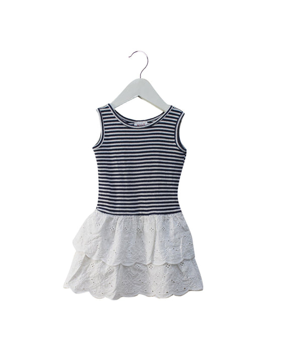 A Navy Sleeveless Dresses from Seed in size 3T for girl. (Front View)