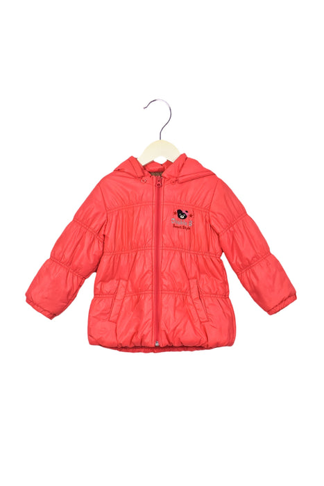 A Orange Puffer/Quilted Jackets from Double B Mikihouse in size 2T for girl. (Front View)
