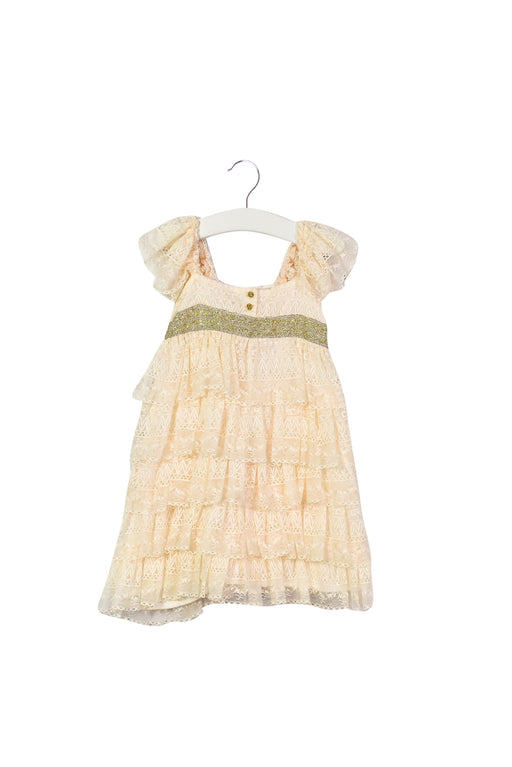 A Beige Short Sleeve Dresses from ZAZBaby in size 6-12M for girl. (Front View)