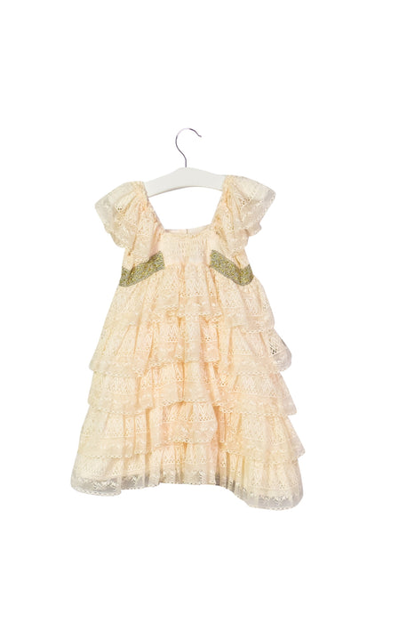 A Beige Short Sleeve Dresses from ZAZBaby in size 6-12M for girl. (Back View)
