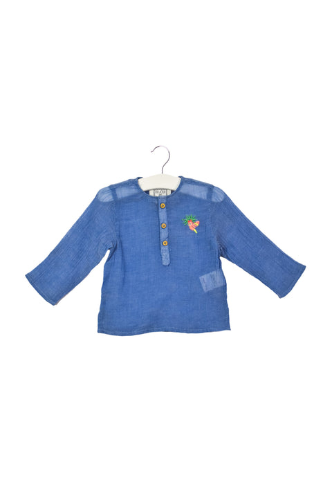 A Blue Long Sleeve Tops from Bonheur du Jour in size 3-6M for girl. (Front View)