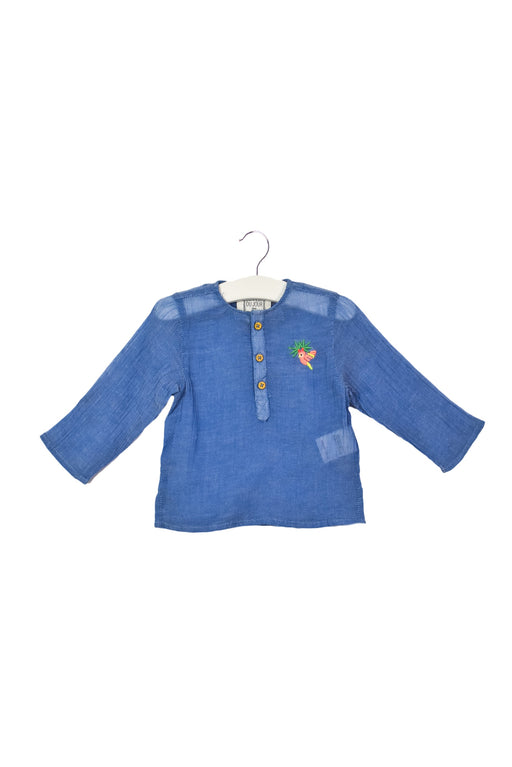 A Blue Long Sleeve Tops from Bonheur du Jour in size 3-6M for girl. (Front View)