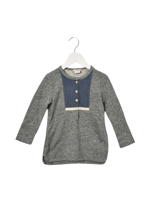 A Grey Long Sleeve Tops from Crewcuts in size 2T for girl. (Front View)