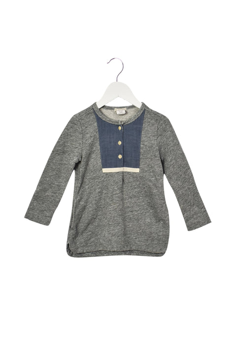 A Grey Long Sleeve Tops from Crewcuts in size 2T for girl. (Front View)