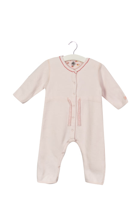 A Pink Long Sleeve Jumpsuits from Petit Bateau in size 6-12M for girl. (Front View)