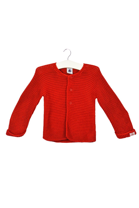 A Red Cardigans from Petit Bateau in size 6-12M for girl. (Front View)