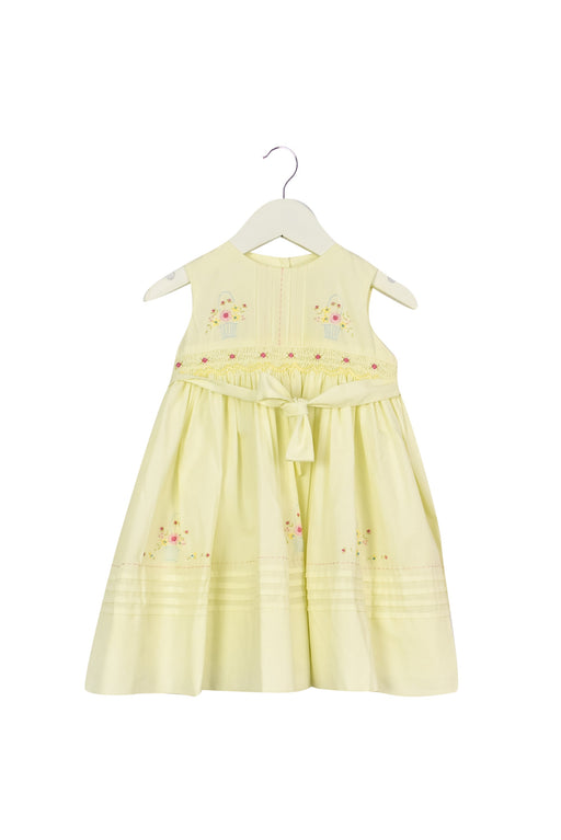 A Yellow Sleeveless Dresses from Sarah Louise in size 12-18M for girl. (Front View)