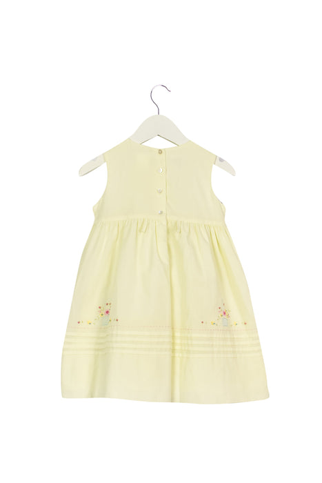 A Yellow Sleeveless Dresses from Sarah Louise in size 12-18M for girl. (Back View)