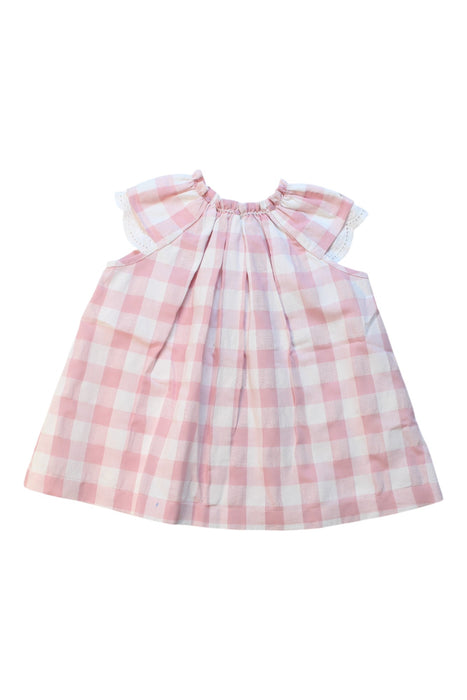 A Pink-White Sleeveless Dresses from Nanos in size 12-18M for girl. (Front View)