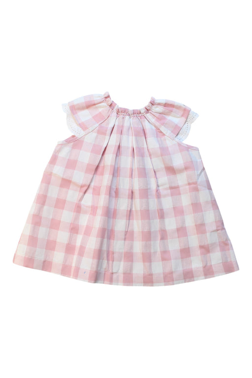 A Pink-White Sleeveless Dresses from Nanos in size 12-18M for girl. (Front View)