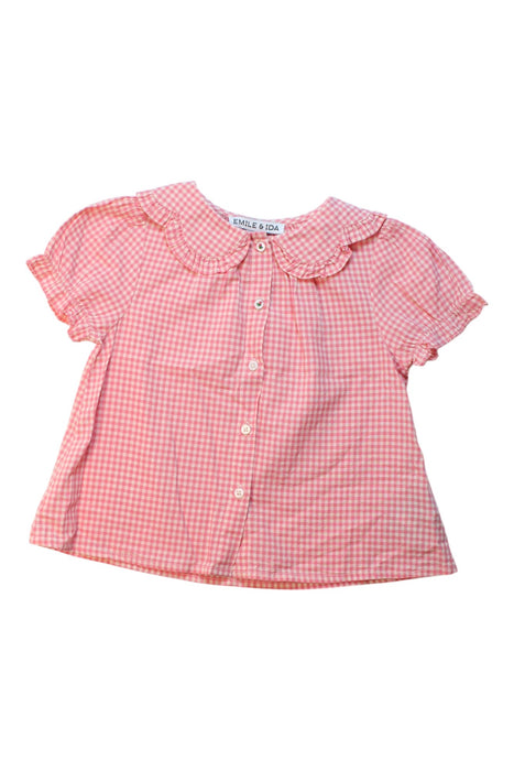 A Pink Short Sleeve Shirts from Emile et Ida in size 3T for girl. (Front View)