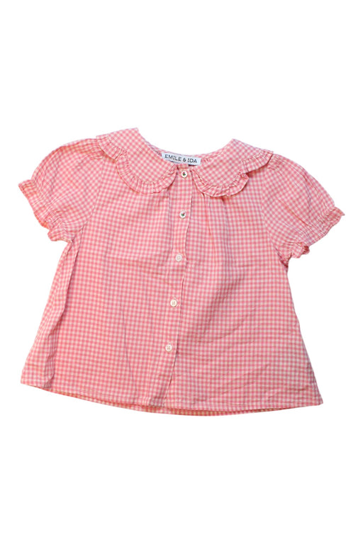 A Pink Short Sleeve Shirts from Emile et Ida in size 3T for girl. (Front View)