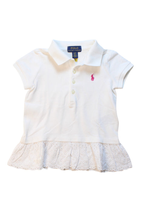 A White Short Sleeve Polos from Polo Ralph Lauren in size 2T for girl. (Front View)