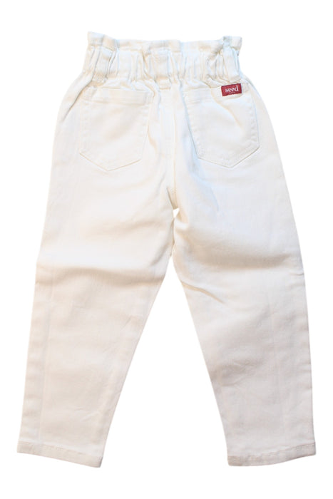 A White Casual Pants from Seed in size 3T for girl. (Back View)