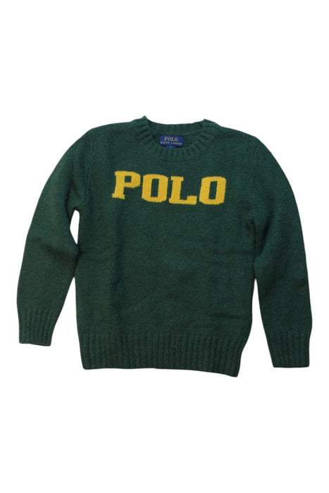 A Green Knit Sweaters from Polo Ralph Lauren in size 7Y for boy. (Front View)