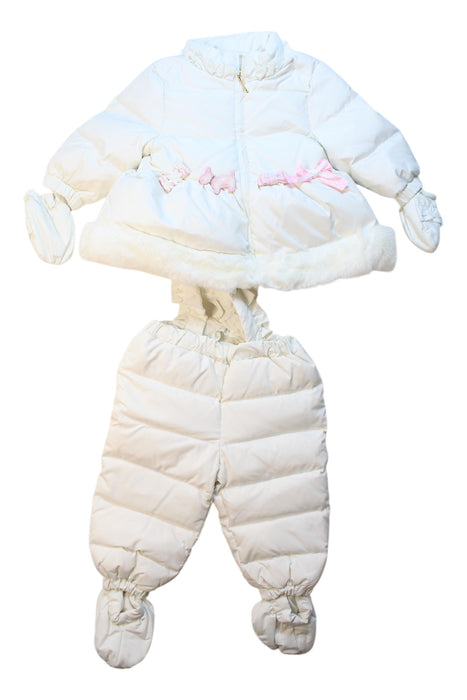 A White Snowsuits from Nicholas & Bears in size 6-12M for girl. (Front View)