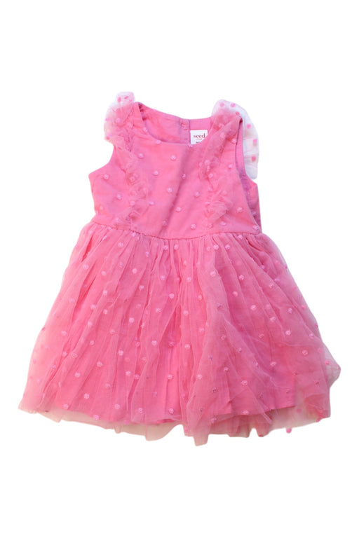 A Pink Sleeveless Dresses from Seed in size 18-24M for girl. (Front View)