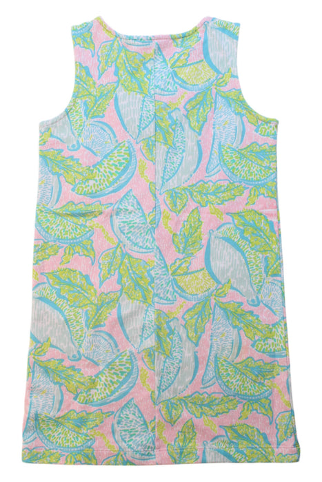 A Pink Sleeveless Dresses from Lilly Pulitzer in size 7Y for girl. (Back View)