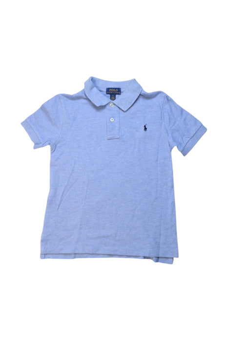 A Blue Short Sleeve Polos from Polo Ralph Lauren in size 6T for girl. (Front View)