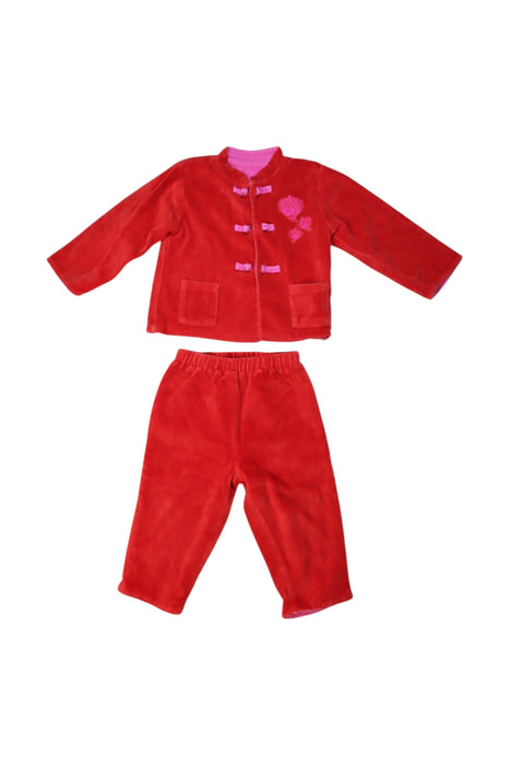 A Red Pants Sets from Shanghai Tang in size 6-12M for girl. (Front View)