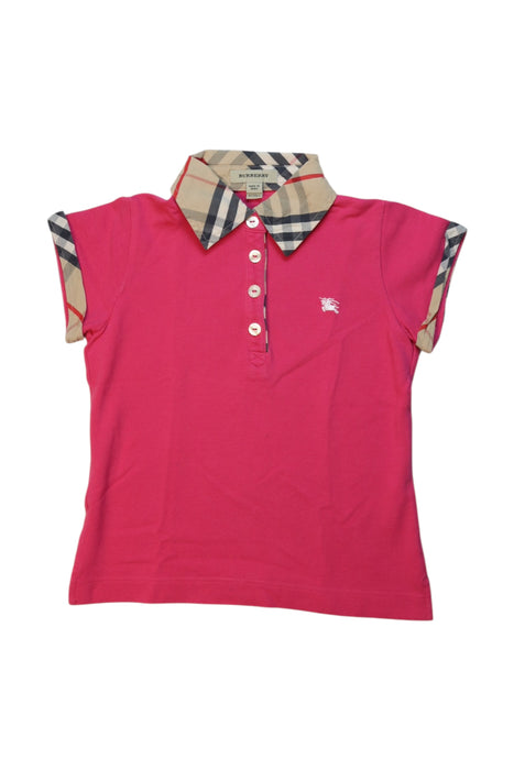 A Pink Short Sleeve Polos from Burberry in size 8Y for girl. (Front View)